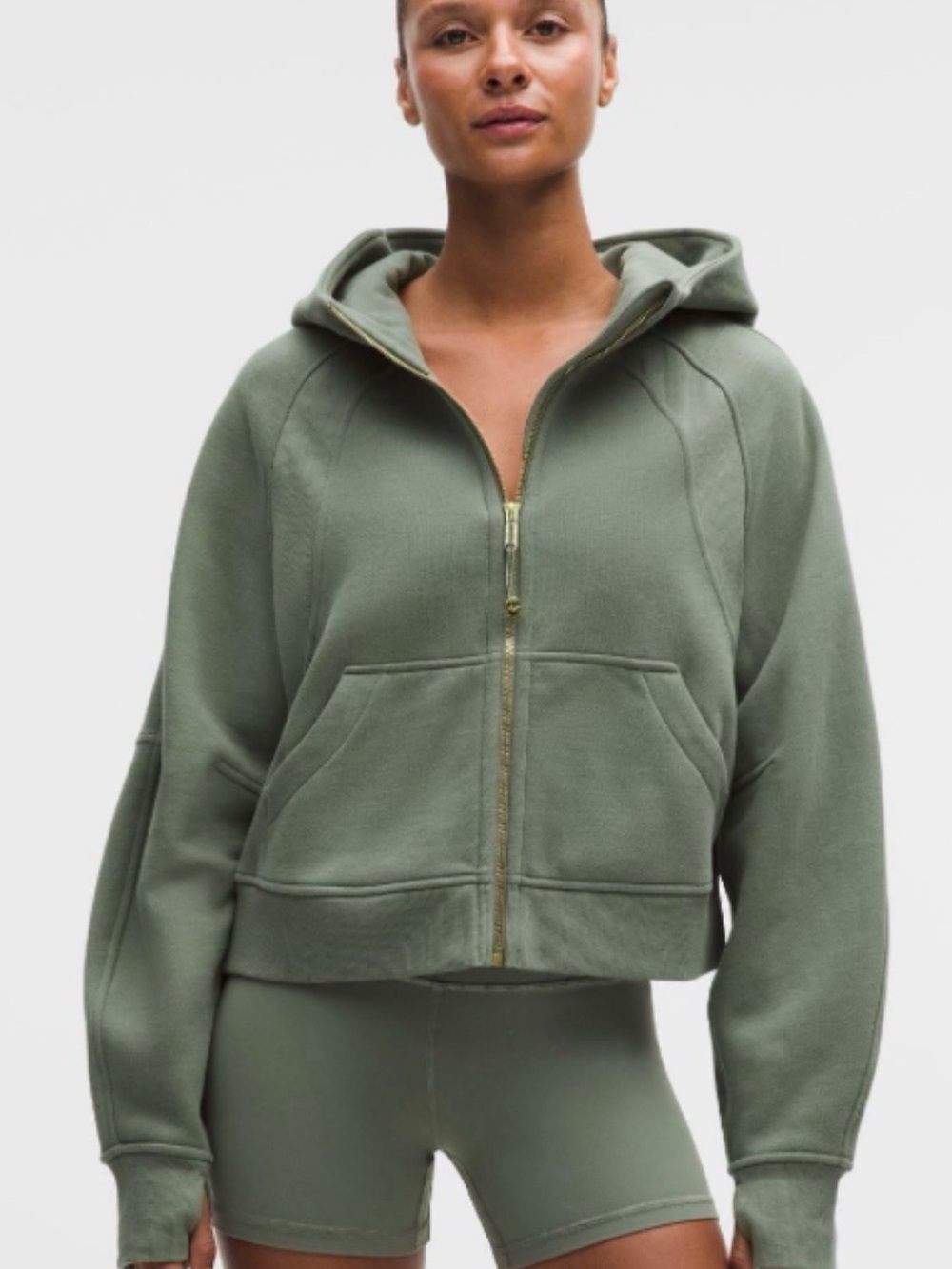 Scuba Oversized Full Zip Hoodie M/L Olive Green